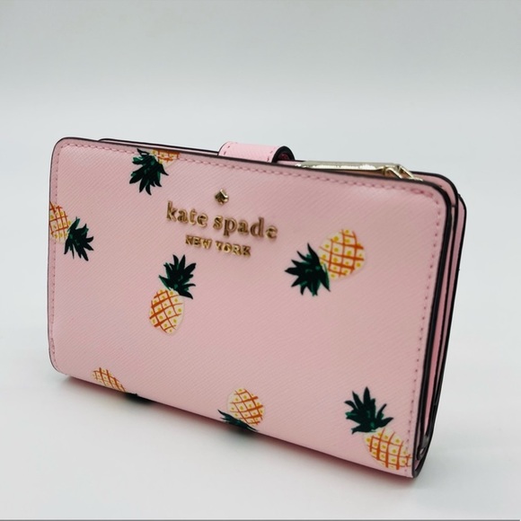 Kate Spade Staci Medium Pineapple Compact Bifold Wallet - Picture 2 of 8